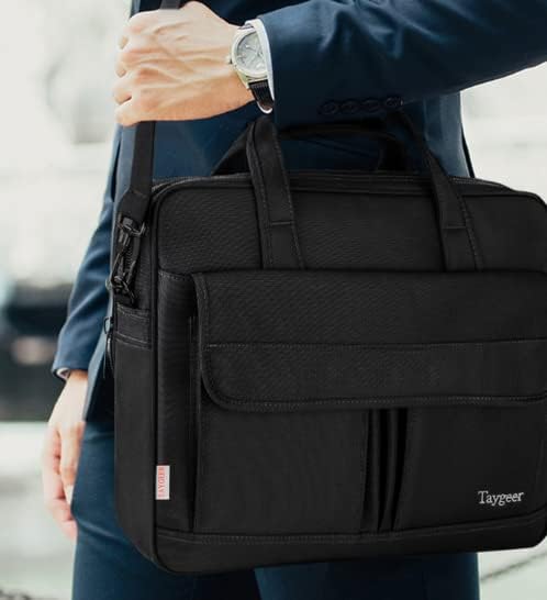 Taygeer 17 inch Laptop Bag, Professional Business Office Briefcase for Men Women, Premium Water Resistant Carry On Laptop Case Shoulder Messenger Bag Fits 15.6 17 Inch Notebook/Computer, Black