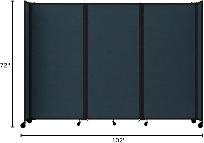 Versare Room Divider 360 Portable Wall Partition | Folding Panels | Large Freestanding Divider | Locking Wheels | Temporary Room Separator