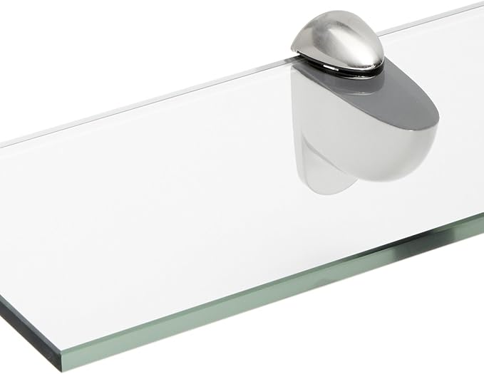 Spancraft Glass H-8x24-Brushed Steel Heron Glass Shelf, Brushed Steel, 8" x 24"