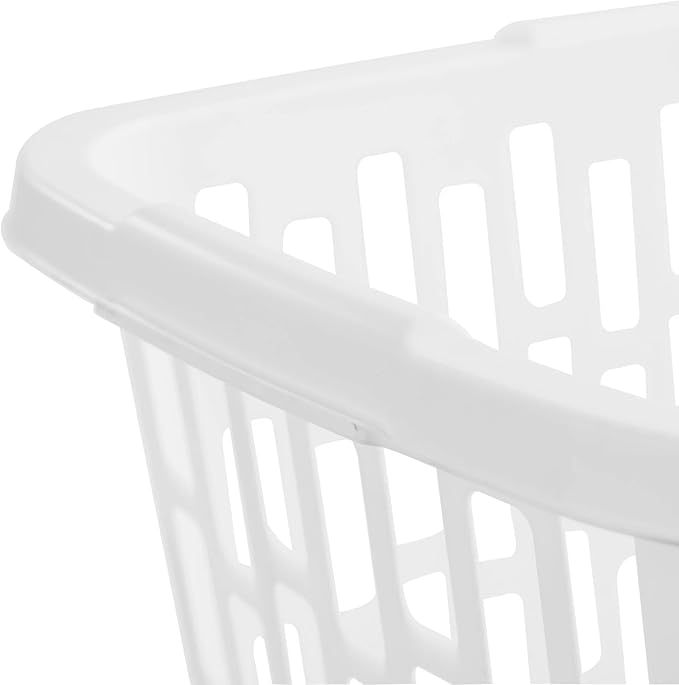 (6 Pack)1.5 Bushel Rectangular Laundry Basket with Handles,Stackable Plastic Laundry Hamper,White Ventilated Design for Easy Carrying & Storage