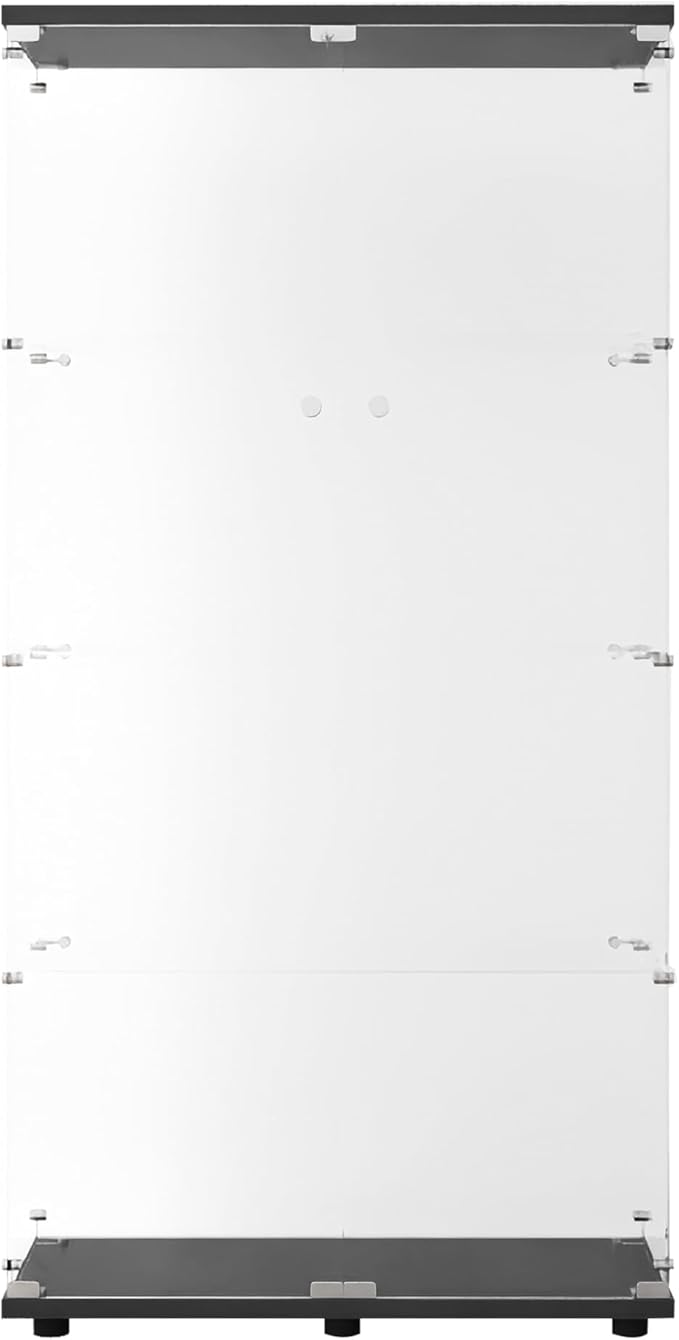 Beauty4U Glass Display Cabinet with 4 Shelves, 2 Doors Curio Cabinets for Living Room, Bedroom, Office, Black Floor Standing Glass Bookshelf, Quick Installation