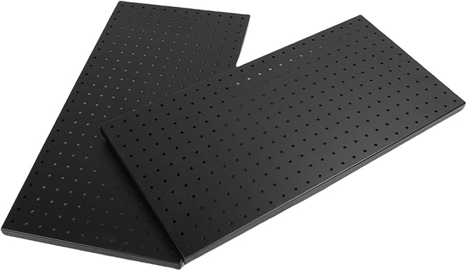 LiebeWH Metal Pegboard Wall Organizer 2 Panels 24x12 Inch Black Heavy Duty Peg Board for Garage Tool Storage