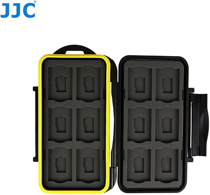 JJC MC-SDMSD24 Ruggard SD Card Case, Micro SD Card Case, Water-Resistant Case for SD Micro SD Cards, Rubber Sealed Ergonomic Locking Easy Carrying Memory Card Case Fits 12 SD 12 Micro SD Cards