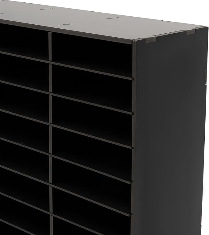 24 Compartments Literature Organizer, Desktop File Sorter Mail Center Paper Storage Cabinet Classroom Mailbox for Files Documents Papers Magazines (Black 24Slots)