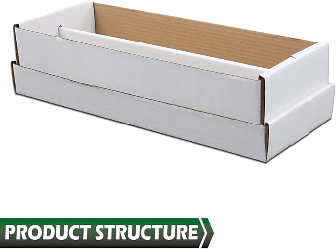 GRAND ORANGE White Transaction Card Storage Box (1,600 CT) Corrugated Board Two Dividers Model Holds Over 300 3x4 Toploads Trading Card