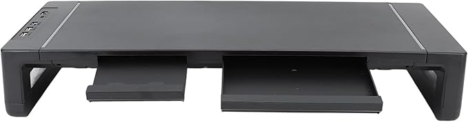 Monitor Stand Riser with 8 in 1 Docking Station Phone Holder Drawer 25KG Bearing Ergonomic Desktop Computer Storage Shelf for Home Office Workstation ABS Aluminum Alloy Black