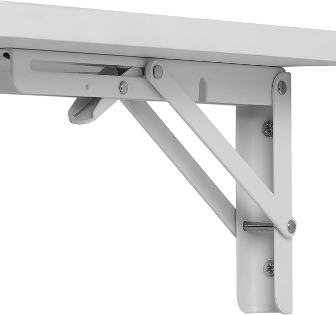 VEVOR Wall Mounted Folding Table, 31.5" x 23.6" Wall Mount Drop Leaf Table, Floating Desk with Iron Bracket for Small Spaces, Home Office Dining Laundry Room Kitchen Bar, White