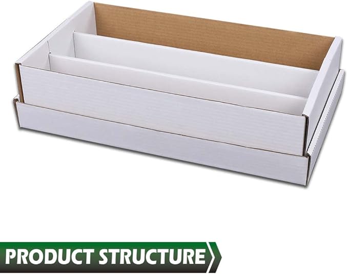 GRAND ORANGE 3Row 3000 Count Trading Card Storage Box Corrugated Cardboard Trading Card Coin Slabs Storage Box White Divider