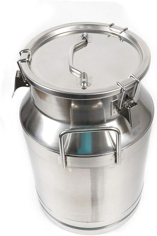 DONSU Stainless Steel Milk Transport Cans Stainless Steel Milk Can Vintage Silicone Bucket Wine Pail Liquid Storage (40L)