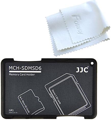 JJC MCH-SDMSD6GR Small Wallet Memory Card Case, SD Memory Card Case, Micro SD Card Holder Case fits 2 SD Cards 4 Micro SD Cards, Slim, Light Weight, Credit Card Size