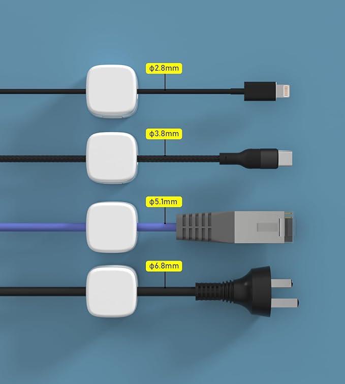 Magnetic Cable Clips, Adjustable Cord Holder Management, Adhesive Wire Keeper Organizer for Home Office Desk Phone PC Car Wall Desktop Nightstand Appliance (9-Pack White)
