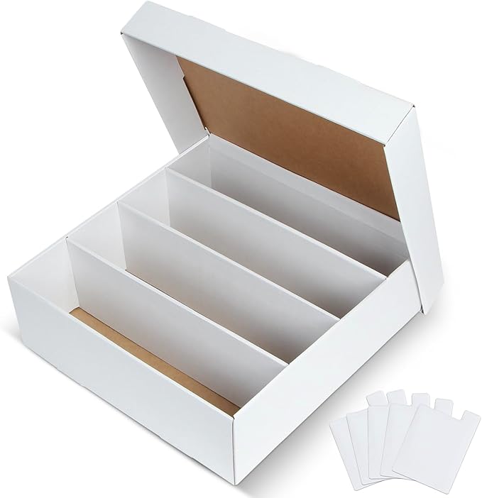 4 Pack Trading Card Storage Box - 4 Rows, Cardboard Storage Box holds 900+ Top Loaders, Graded Card Holder Organizer Case fits PSA/HGA Slabs