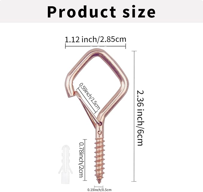 20PCS Eye Screw Hooks for Hanging Heavy Duty with Safety Buckle.Metal Ceiling Hooks for Hanging Plants,Cup,Wind Chime,Bird Feeders,String Lights at Indoor&Outdoor,2.36 Inch(No Drill Bit)