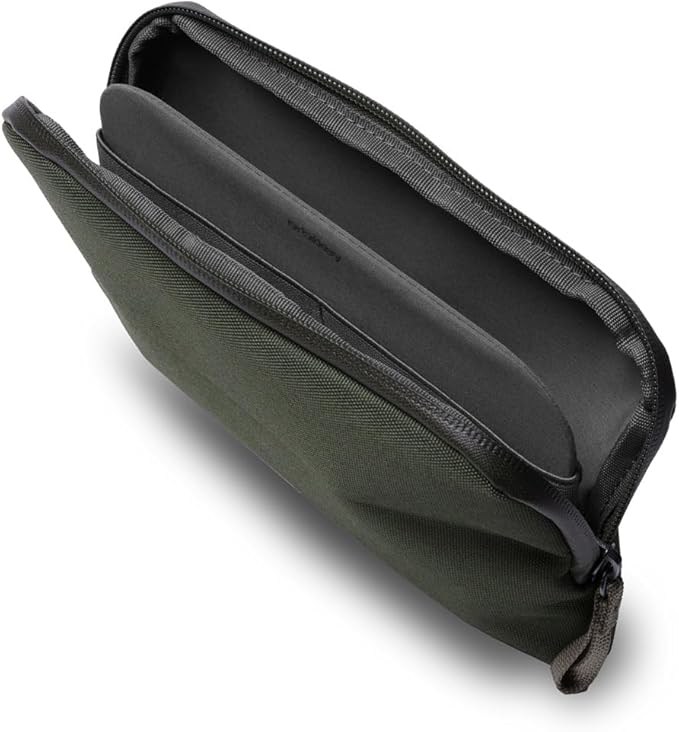 Olive Expandable Desk Storage Pouch – Fold-Down Access Panel, Pen Loop, Recycled Water-Resistant Material – Self-Standing Organizer for Office, Travel, Tech Gear