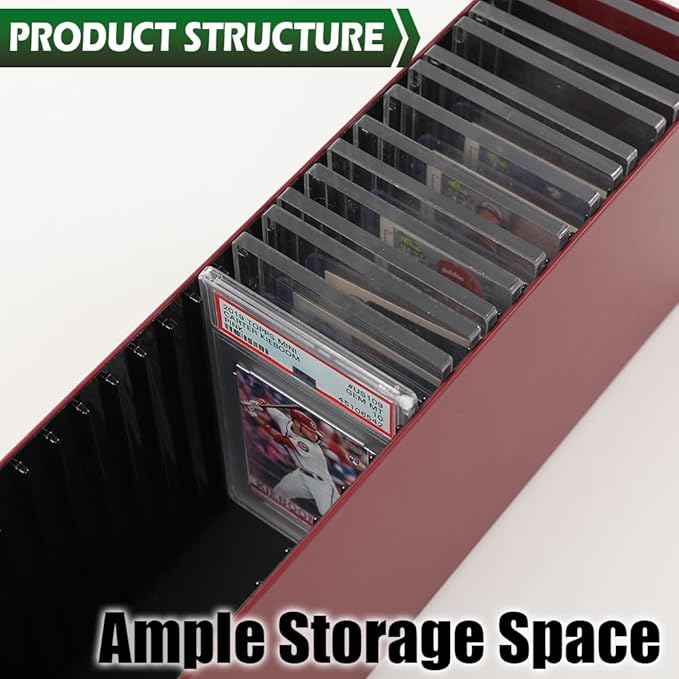 GRAND ORANGE Slotted Graded Card Boxes Slat Storage Boxes Red Hold 26 PSA Graded Cards
