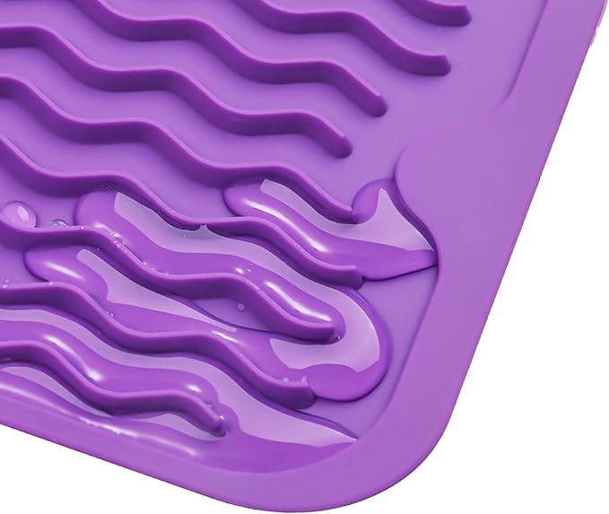 Silicone Dish Drying Mat for Multiple Usage,Easy clean,Eco-friendly,Heat-resistant Silicone Mat for Kitchen Counter or Sink,Refrigerator or Drawer Liner Purple S 12 inches x 6 inches