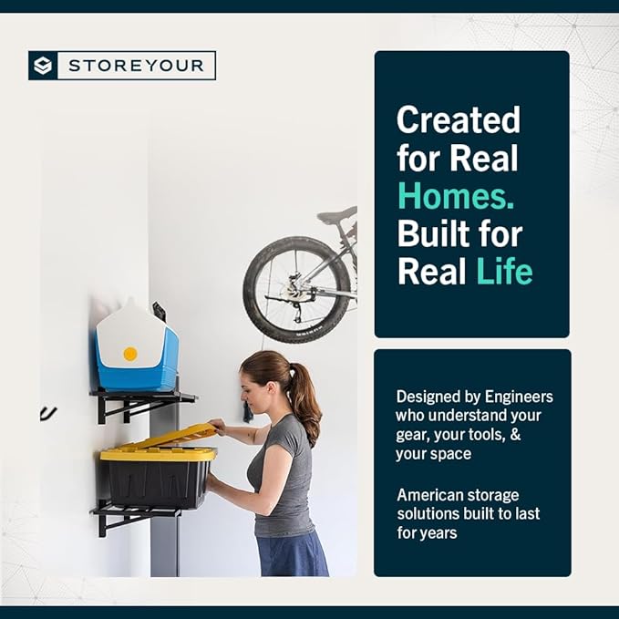 StoreYourBoard Heavy Duty Garage Shelf Wall Mount 1ft x 2ft – Wall-Mounted Shelving for Storage & Organization – Heavy Duty Garage Shelves for Tools, Bins, & Equipment – Holds 200 lbs - Black