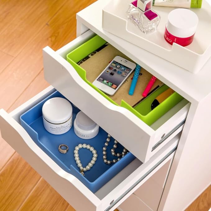 Letter-Size Tray, Desk Drawer Organizer, A4 Plastic Paper Tray for Office, School, Home Storage, and Storage Containers for Christmas Ornaments, Gift Wrap, and Crafts (Green)