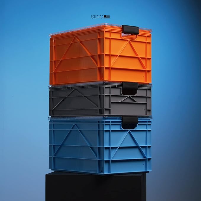 SIDIO CRATE Pro Pack - Two Full Size and One Half Size SidioCrate, Stackable Outdoor Organizer Storage Bins with Clear Lid and Dividers - UTILITY Variety Pack