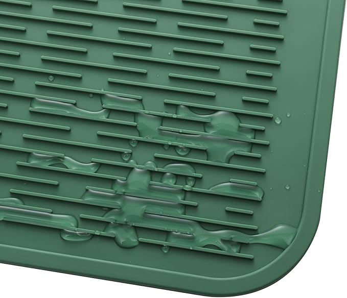 Silicone Dish Drying Mat for Multiple Usage,Easy clean,Eco-friendly,Heat-resistant Silicone Mat for Kitchen Counter or Sink,Refrigerator or Drawer Liner Green 3XL 28 inches x 18 inches
