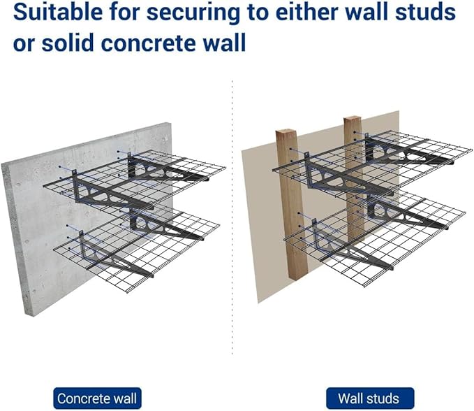 FLEXIMOUNTS 2 Pack 2x4ft Garage Shelving, Wall Shelf Garage Storage Rack, 24-inch-by-48-inch, Black, Classic Series
