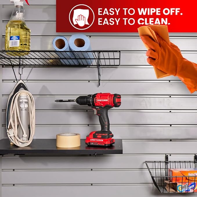 DLDIRECT 3 Colors - Slatwall Panel Garage Organizer: Heavy Duty Wall Mounted PVC Rack, Interlocking Slat Paneling for Garage Storage, Slotwall Board, Shelves System