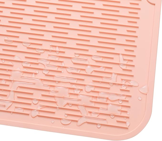 Silicone Dish Drying Mat for Multiple Usage,Easy clean,Eco-friendly,Heat-resistant Silicone Mat for Kitchen Counter or Sink,Refrigerator or Drawer Liner Pink 4XL 32 inches x 18 inches