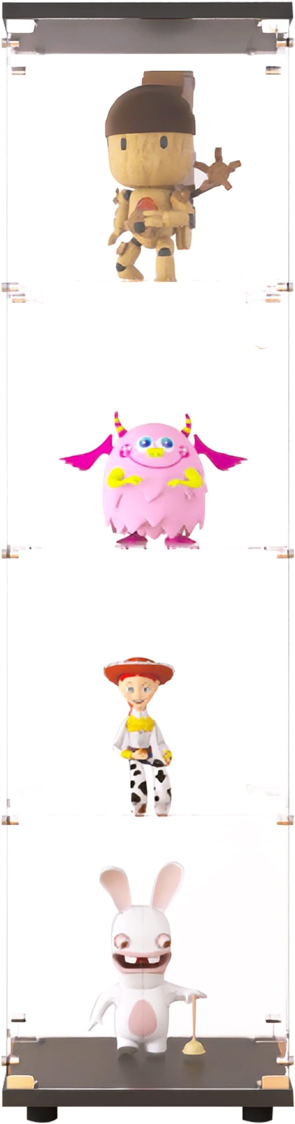 Beauty4U Glass Display Cabinet with 4 Shelves, Curio Cabinets for Living Room, Bedroom, Office, Black Floor Standing Glass Bookshelf, Quick Installation