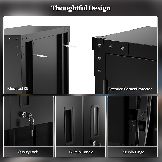 VINGLI Garage Wall Cabinet with Locking Doors and Adjustable Shelf, Metal Wall Cabinet, Floating Upper Storage Cabinet (Black, 30''W x 12''D x 30''H)