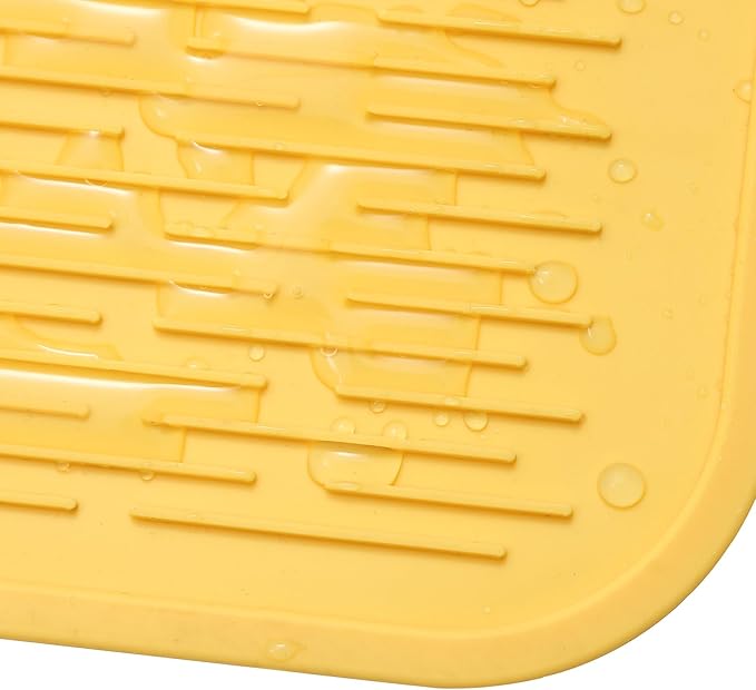 Silicone Dish Drying Mat for Multiple Usage,Easy clean,Eco-friendly,Heat-resistant Silicone Mat for Kitchen Counter or Sink,Refrigerator or Drawer Liner Yellow 5XL 36inches x 18inches