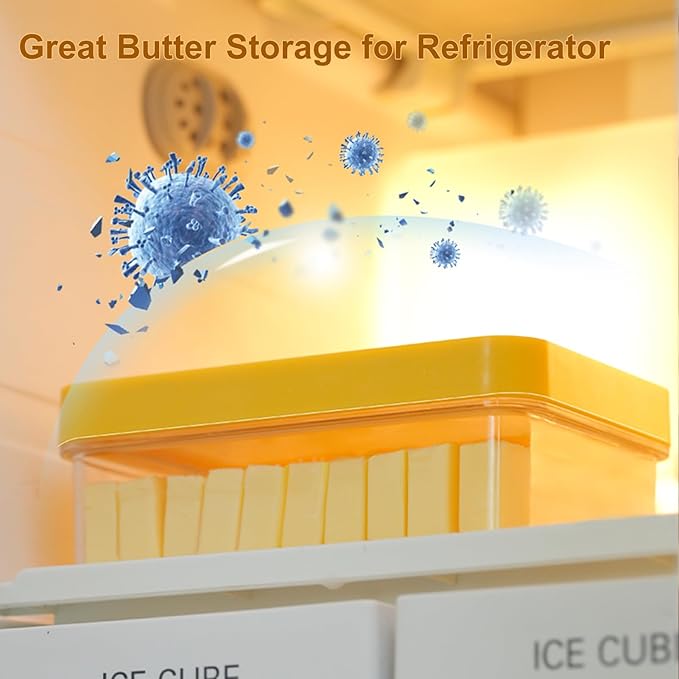 Butter Cutter Slicer with Lid and Knife for Countertop and Refrigerator, Airtight Butter Keeper Container, Butter Holder for East/West Coast Butter
