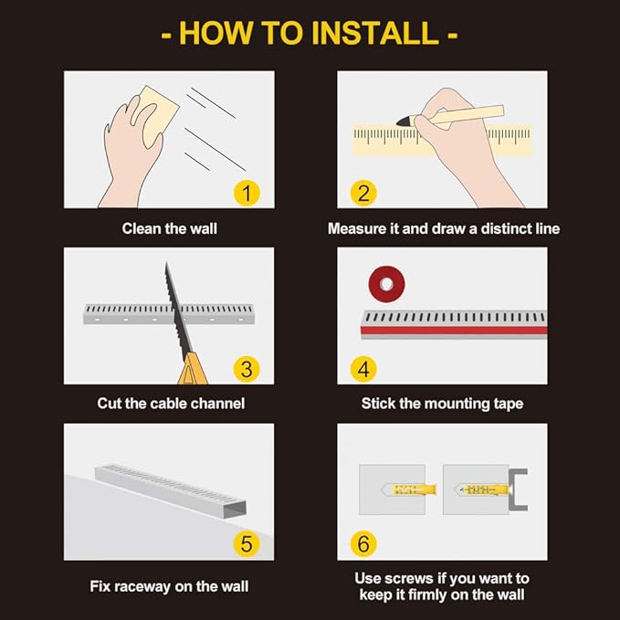 Wire Duct Kit, Open Slot Cable Management Raceway, 123in Track Desk Channel, Cord Cover Wiring, Cable Raceway Kit to Hide Wall Mount TV Cables - 8x15.4in X 1.97in X 1.97in