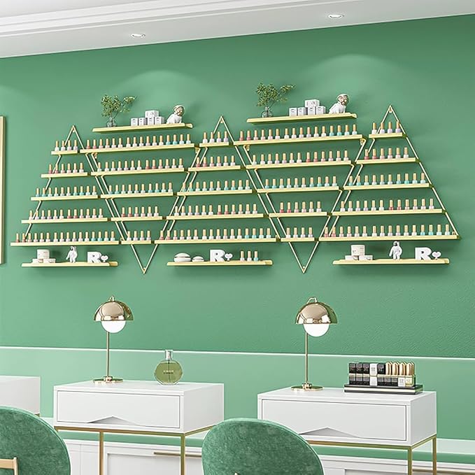 Wall Mounted Shelf Nail Polish Bottle Display Rack, Triangular Essential Oil Perfume Storage Rack, Multifunctional Hanging Salon/Beauty/Nail Shop Organizer Perfume Holder(Size:10,Color:Black)