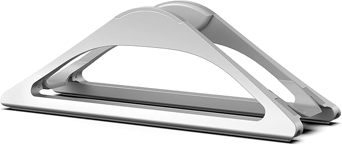 HumanCentric Vertical Laptop Stand for Desks in Silver Color, Upright Adjustable Holder to Dock Apple MacBook, MacBook Pro, and Other Laptops to Organize Work & Home Office, Automatic Grip