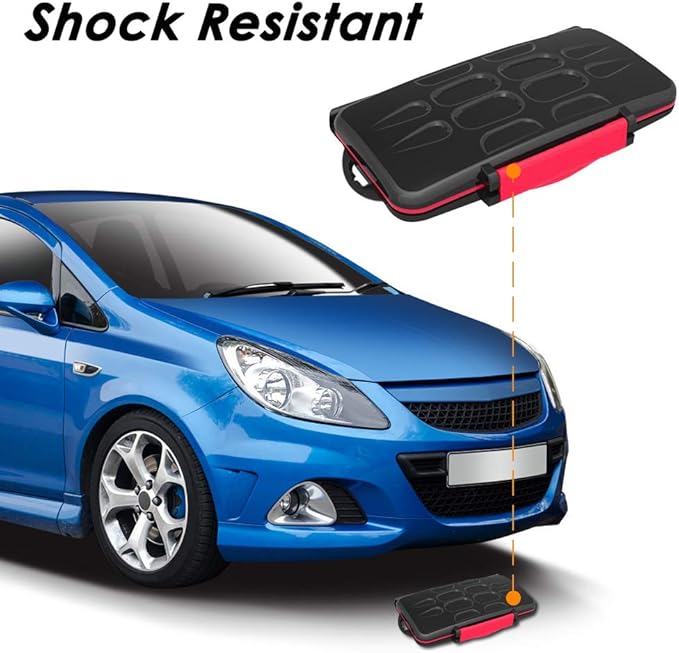 Set of 2, Memory Card Case with Carabiner and Card Removal Tool, findTop Water-Resistant Shockproof Carrying Case Protector Box 24 Slots for 12 Piece SDHC/SDXC Cards and 12 Micro SD Cards