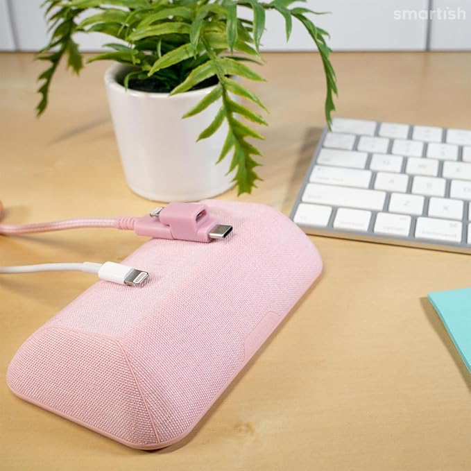 Smartish® Magnetic Cord Holder - Bigger Cable Wrangler Stocking Stuffer Organizer with Magnet Clips for Charger Management on Desktop, Nightstand - Holds 6+ Cables - Snow Day White