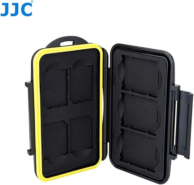 JJC MC-XQDSD7 Ruggard SD Card Case, Shockproof XQD Case, Water-Resistant XQD Case Case, Rubber Sealed Ergonomic Locking Easy Carrying Memory Card Case fits 4 SD Cards 3 XQD Cards