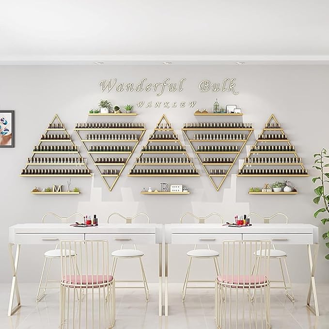 Wall Mounted Shelf Nail Polish Bottle Display Rack, Triangular Essential Oil Perfume Storage Rack, Multifunctional Hanging Salon/Beauty/Nail Shop Organizer Perfume Holder(Size:10,Color:White)