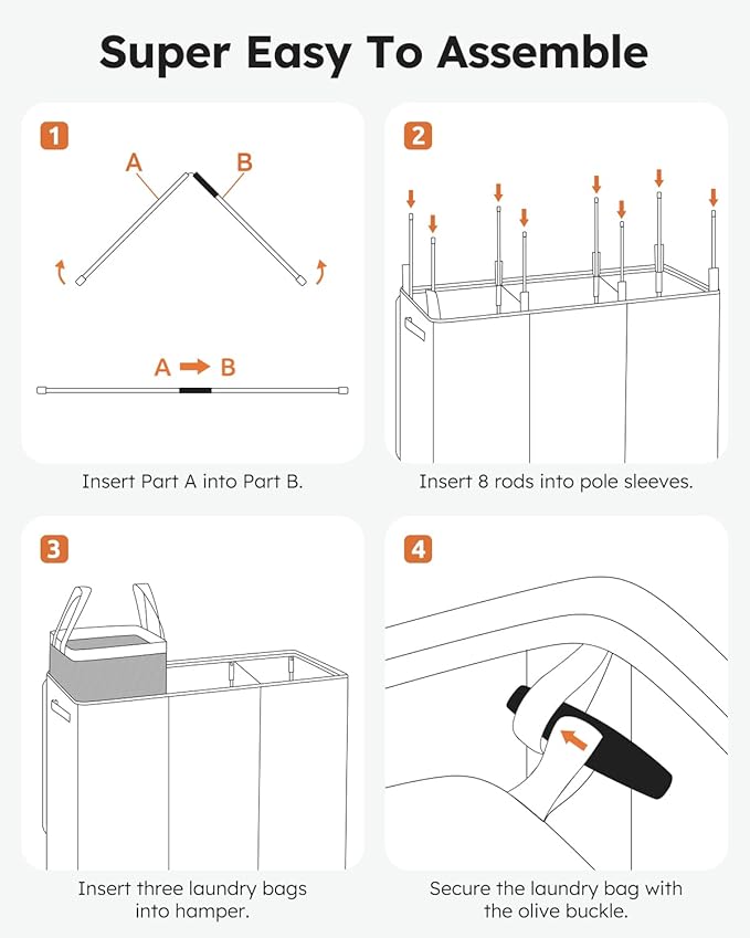 SOLEDI 180L 3-Section Laundry Hamper with Lid, Extra Large Dirty Clothes Basket with Sturdy Handles for Laundry Room & Bedroom - Durable Organizer for Sorting Laundry