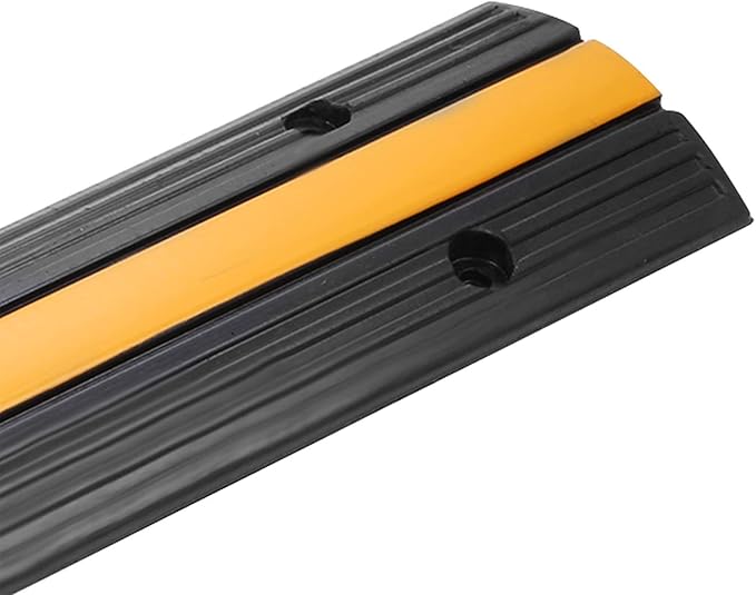 Reliancer 4 Pack 1-Channel Rubber Cable Protector Ramp Traffic Speed Bump 18000lbs Capacity Heavy Duty Cable Protective Cover Ramp Driveway Hose Cord Track Protector Wires Concealer for Garage Parking