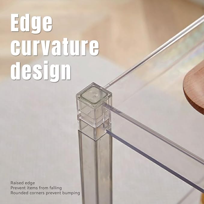 Acrylic Utility Rolling Cart, 3-Tier Clear Acrylic Storage Cart with Pulling Handle & 4 Wheels for Kitchen Living Room Dining Bathroom Laundry, Multifunction Serving Trolley for Small Spaces (Blue)