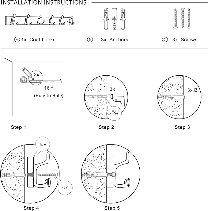 SKOLOO 36-Inch Wood Coat Rack Wall Mount with 6 Triple Hooks - Ideal for Family Entrances, Classrooms, and Pet Supplies Storage - Perfect Coat Hooks for Wall,Charred Golden Brown