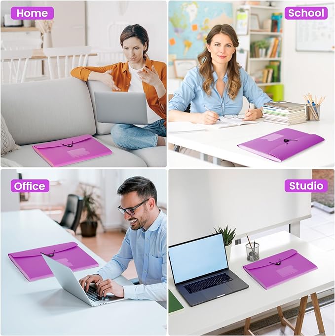 6 Pack Accordion File Organizer Expanding File Folder with 13-Pockets, A4 Letter Size Paper Document Receipt Holder for School Office Supplies