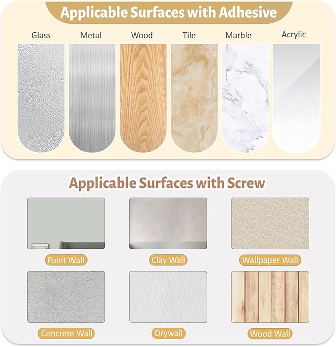 VIS'V 3 Prong Coat Hooks Wall Mount, Metal Self Adhesive Entryway Wall Hooks, 2 Mount Options, Black, 4 Pcs