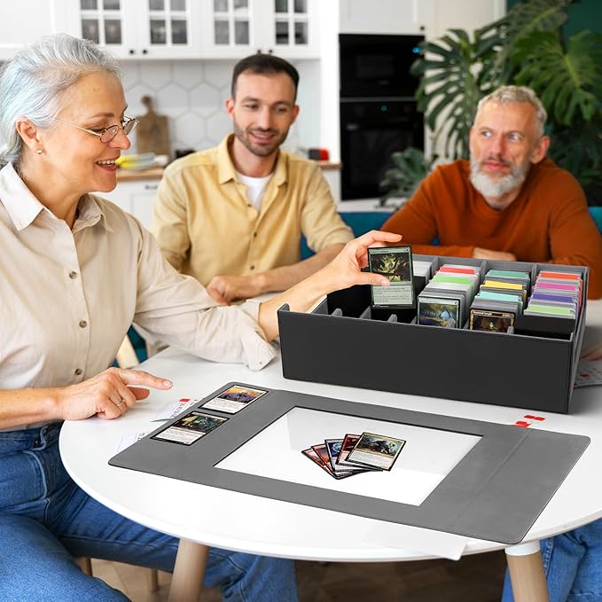 AOBOPLE Trading Card Storage Box,3900+Card Box Storage with 48 Dividers and 5 Foam Supporters PU Leather Magnetic Card Box for MTG,TCG, Magic and Sport Cards,Great Gift for Card Collectors