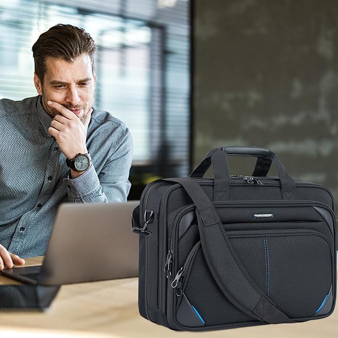 KROSER Laptop Bag 17.3 Inch Premium Laptop Briefcase, Expandable Laptop Shoulder Messenger Bag Durable Computer Case