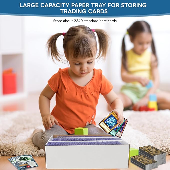 8 Pack Trading Card Storage Box, 2340 Count Card Storage Box White Sports Cards Organizer Box Trading Cards Box for Storing Protecting and Organizing Soccer Basketball Game Cards