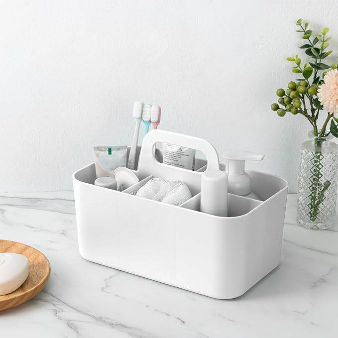 Tiawudi Multipurpose Caddy Organizer, Plastic Caddy with Handle, Stackable Desk Organizer for Stationery, Marker and Pencil, Office Supplies Organizer, Dorm Caddy