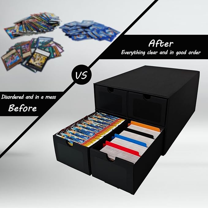 4 Sets Trading Card Storage Boxes, Includes 16-750 CT Boxes & 64 Dividers, 12000+ Trading Cards Organizer for Collectible Card Games, Sports Cards, TCG, with Labels & Pen