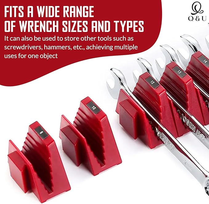 Q&U Wrench Organizer Modular System – 48 PCS Magnetic Wrench Organizer for Tool Box Drawer, Modular Wrench Organizer and Wrench Storage Rack, Heavy Duty Wrench Holder
